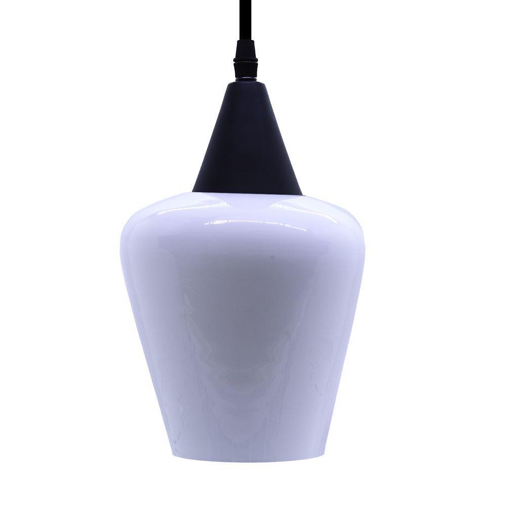 Lustre Pendente Taschibra Monalisa Branco Leitoso E27 Bivolt Preto - 3