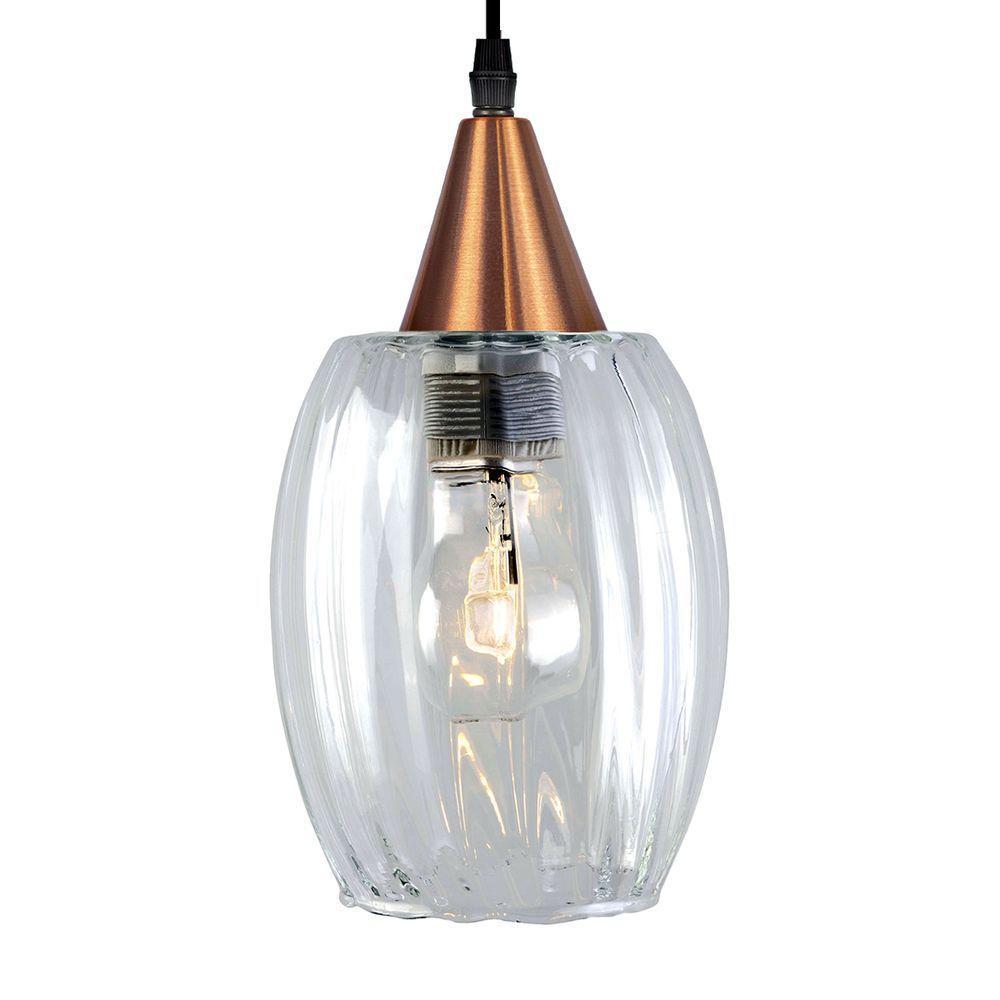 Lustre Pendente Taschibra Badih P Canelado E27 Transparente Bivolt Cobre - 2