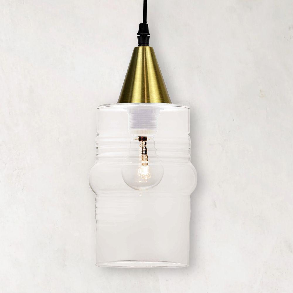 Lustre Pendente Taschibra Ali Liso E27 Transparente Bivolt Ouro - 2