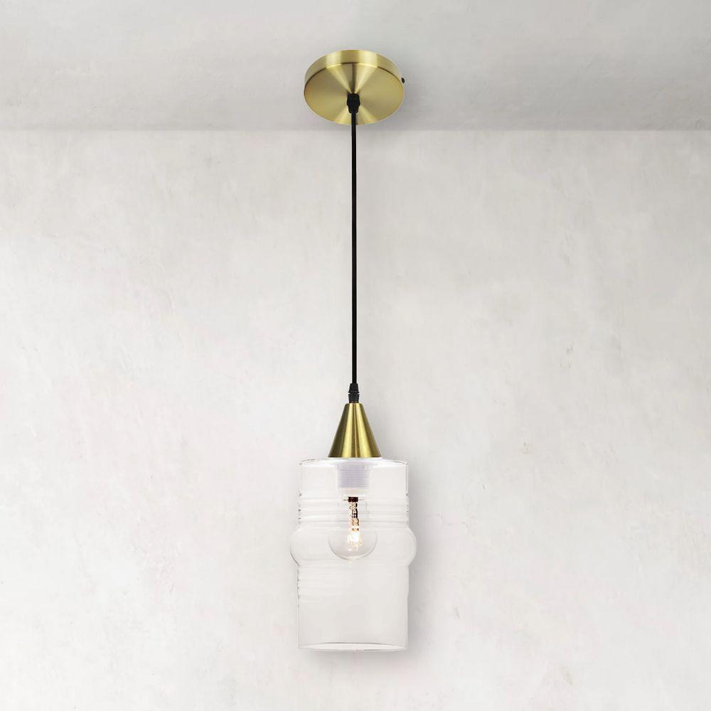 Lustre Pendente Taschibra Ali Liso E27 Transparente Bivolt Ouro - 3