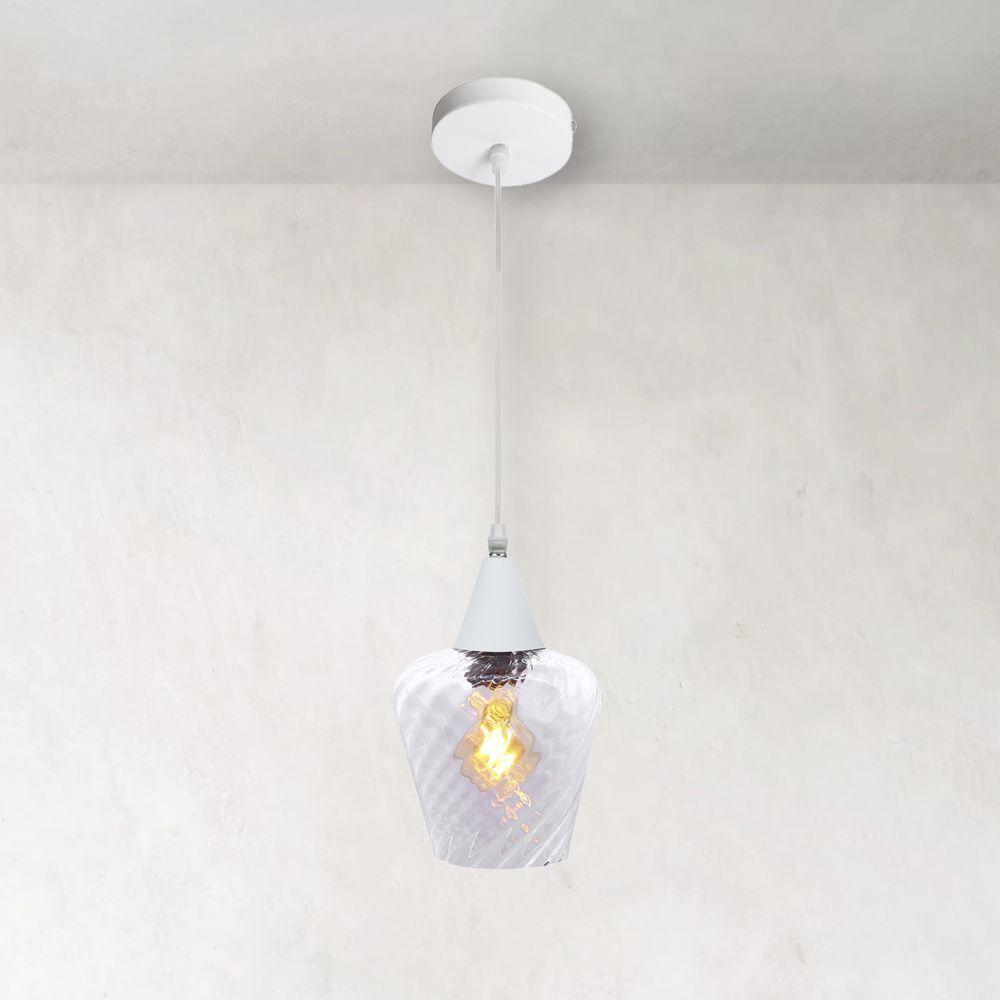 Lustre Pendente Taschibra Monalisa Transparente E27 Bivolt Branco - 2