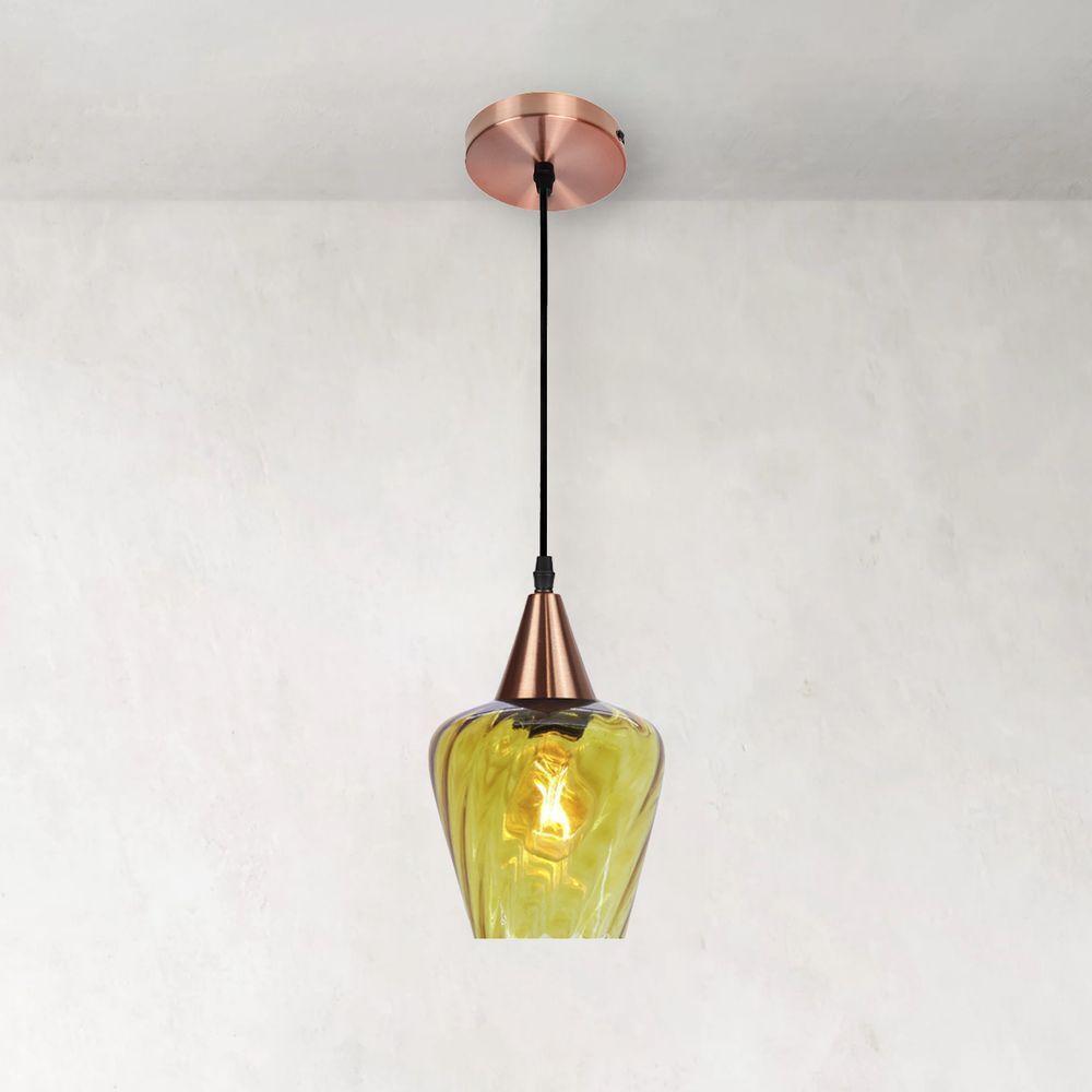 Lustre Pendente Taschibra Monalisa Conhaque E27 Bivolt Cobre - 2