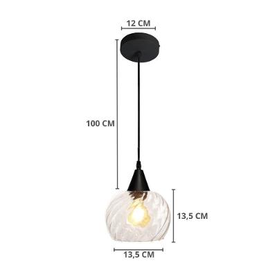 Lustre Pendente Taschibra Elisabeth Rigato E27 Transparente Bivolt Preto