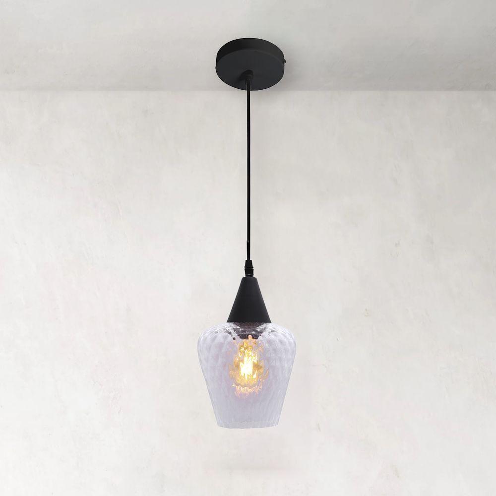 Lustre Pendente Taschibra Monalisa Boreal Transparente E27 Bivolt Preto - 2