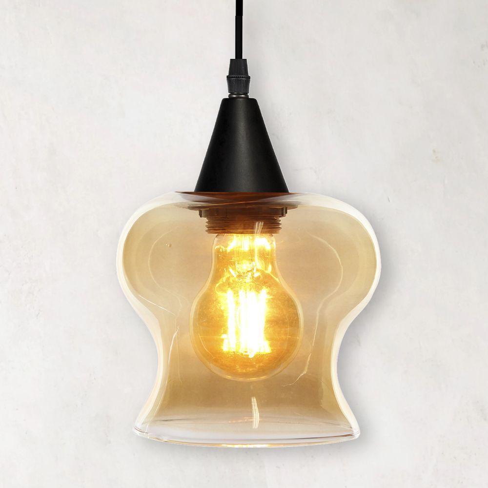 Lustre Pendente Taschibra Aisha Liso E27 Conhaque Bivolt Preto - 4