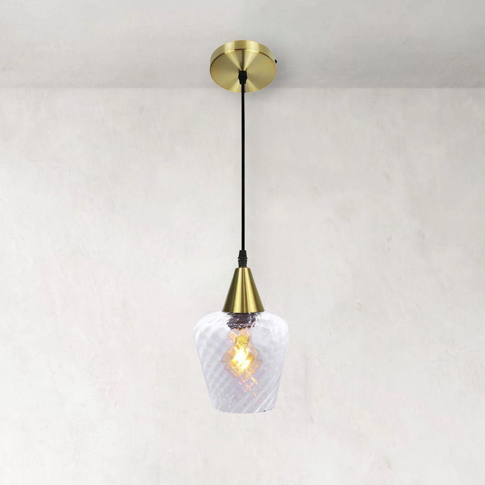 Lustre Pendente Taschibra Monalisa Transparente E27 Bivolt Ouro - 2