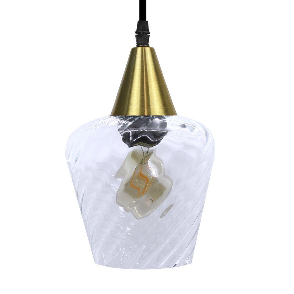 Lustre Pendente Taschibra Monalisa Transparente E27 Bivolt Ouro - 3