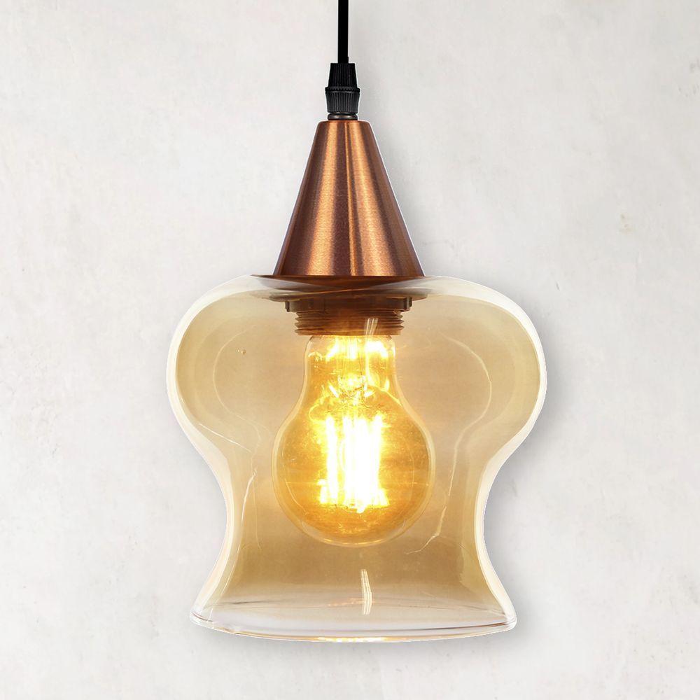 Lustre Pendente Taschibra Aisha Liso E27 Conhaque Bivolt Cobre - 2