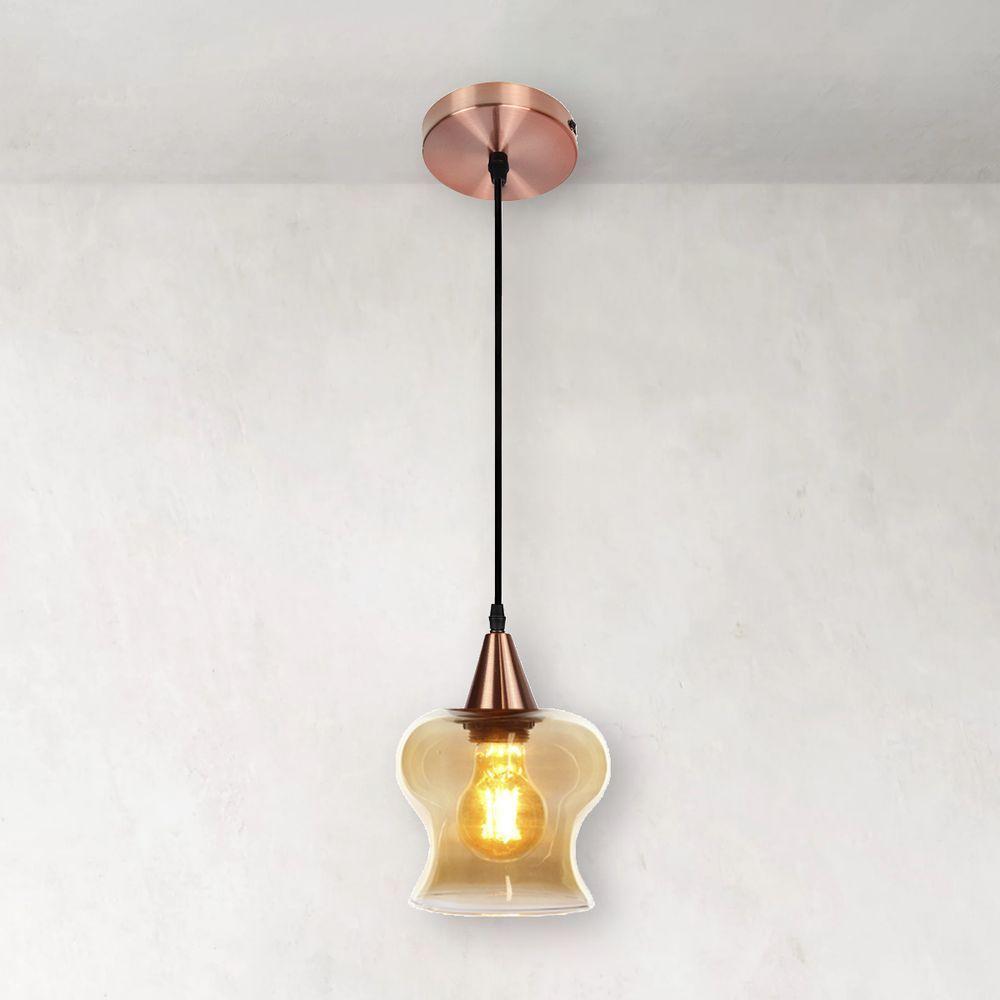 Lustre Pendente Taschibra Aisha Liso E27 Conhaque Bivolt Cobre - 4