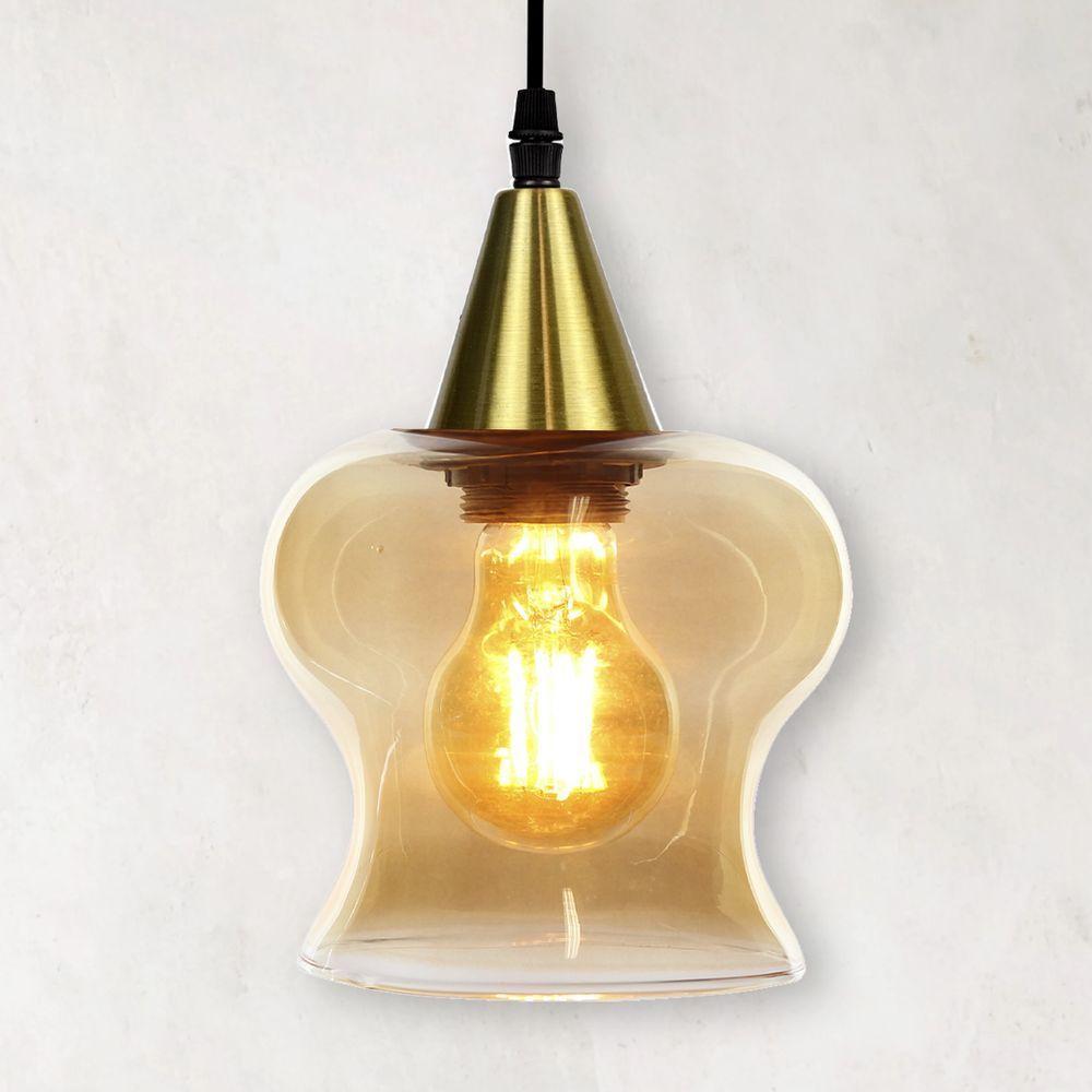 Lustre Pendente Taschibra Aisha Liso E27 Conhaque Bivolt Ouro - 3