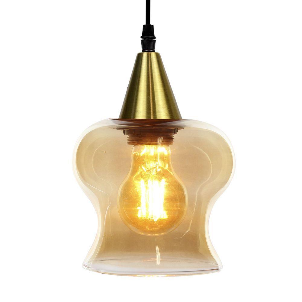 Lustre Pendente Taschibra Aisha Liso E27 Conhaque Bivolt Ouro - 4