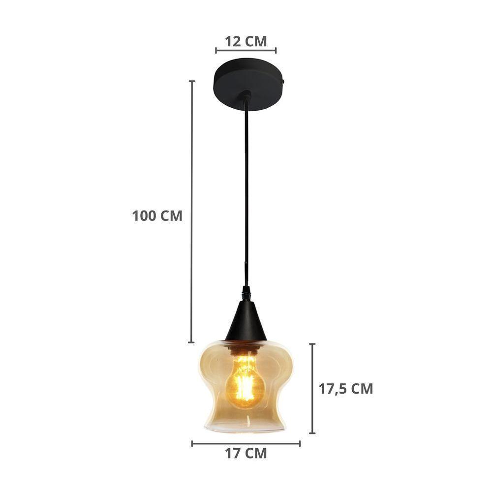 Lustre Pendente Taschibra Aisha Liso E27 Conhaque Bivolt Ouro - 5