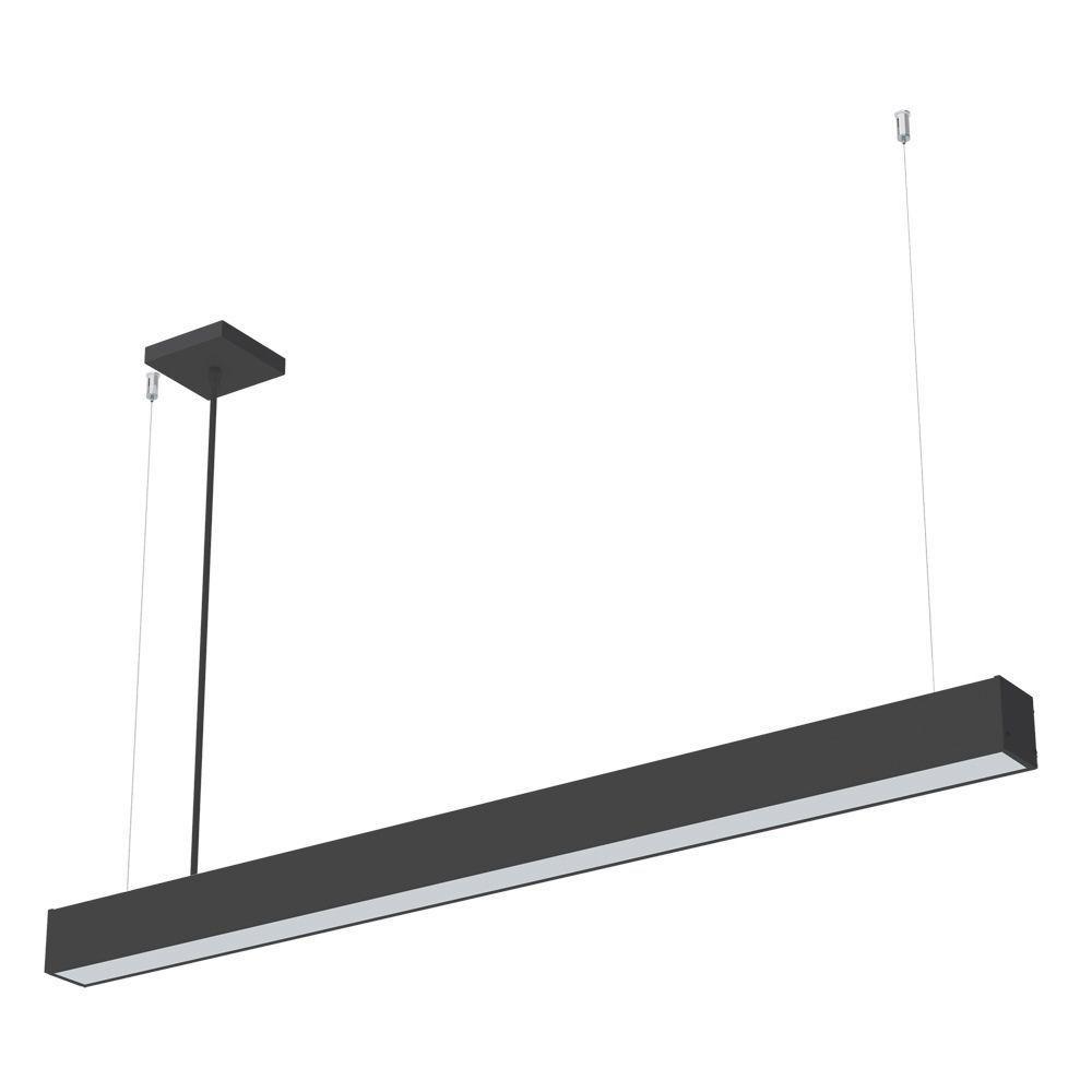 Lustre Pendente Taschibra Vetor Linear Led 35w Bivolt Preta 6500k Luz Fria - 1