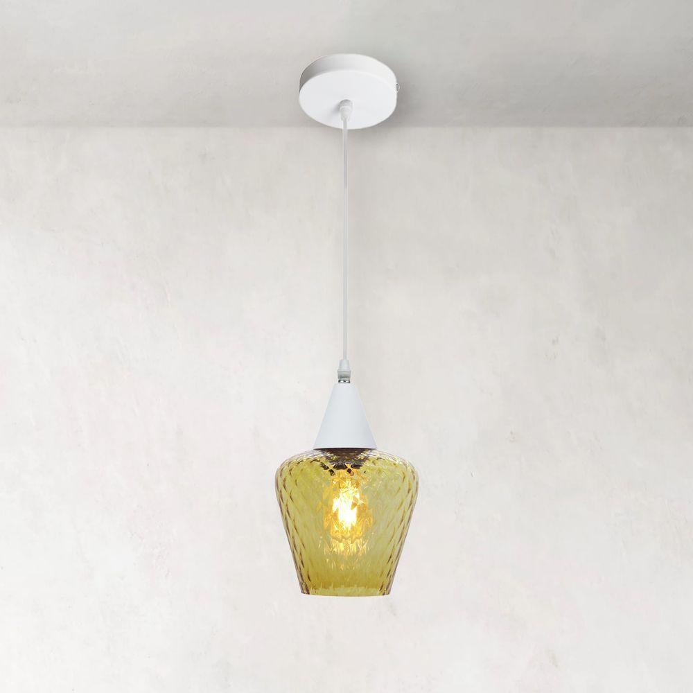 Lustre Pendente Taschibra Monalisa Boreal Conhaque E27 Bivolt Branco - 2