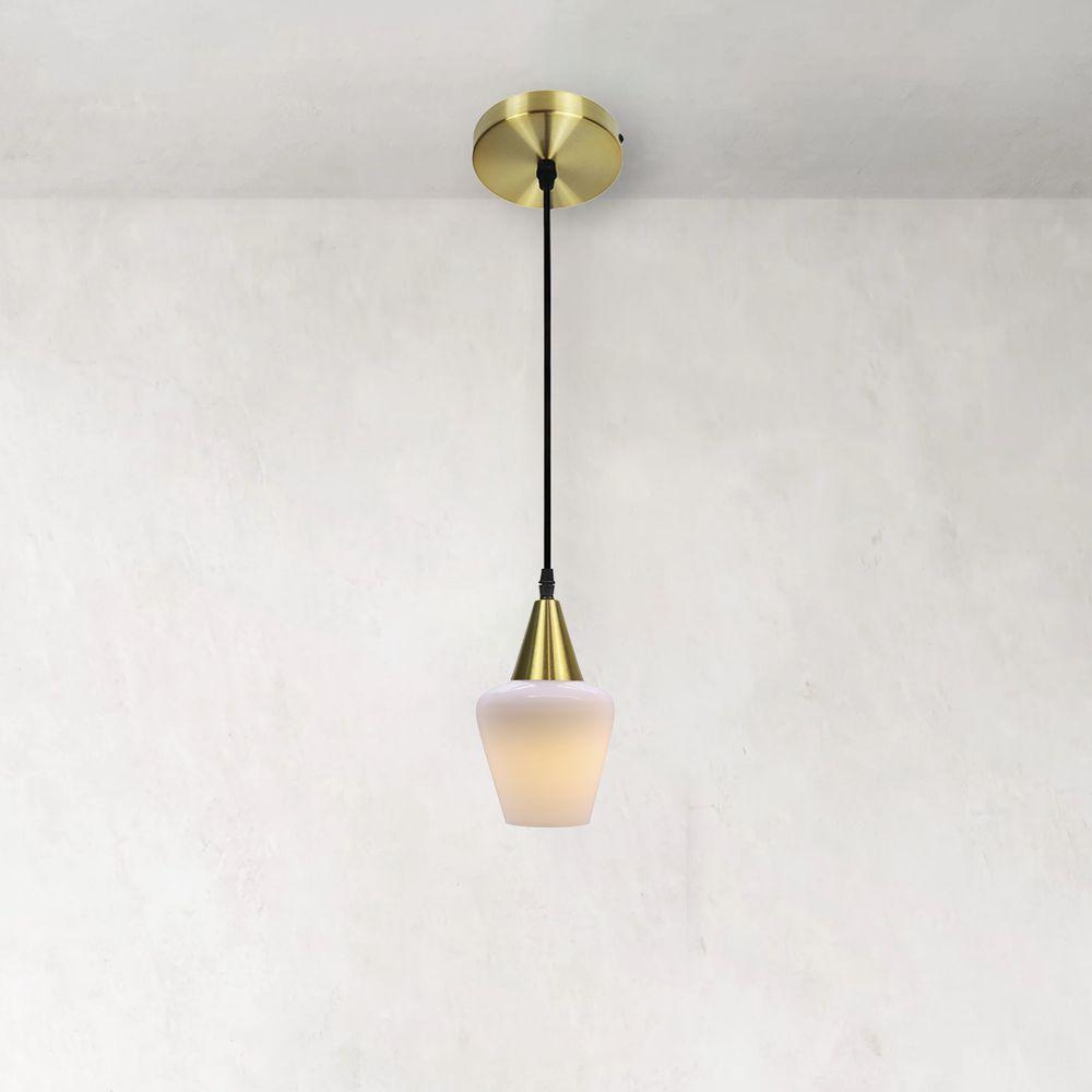 Lustre Pendente Taschibra Monalisa Pp Branco Leitoso E27 Bivolt Ouro - 2