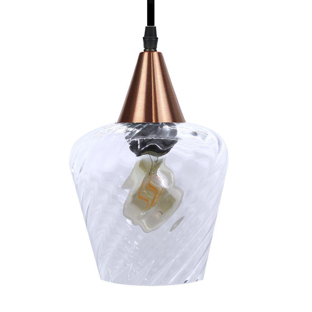 Lustre Pendente Taschibra Monalisa Transparente E27 Bivolt Cobre - 3