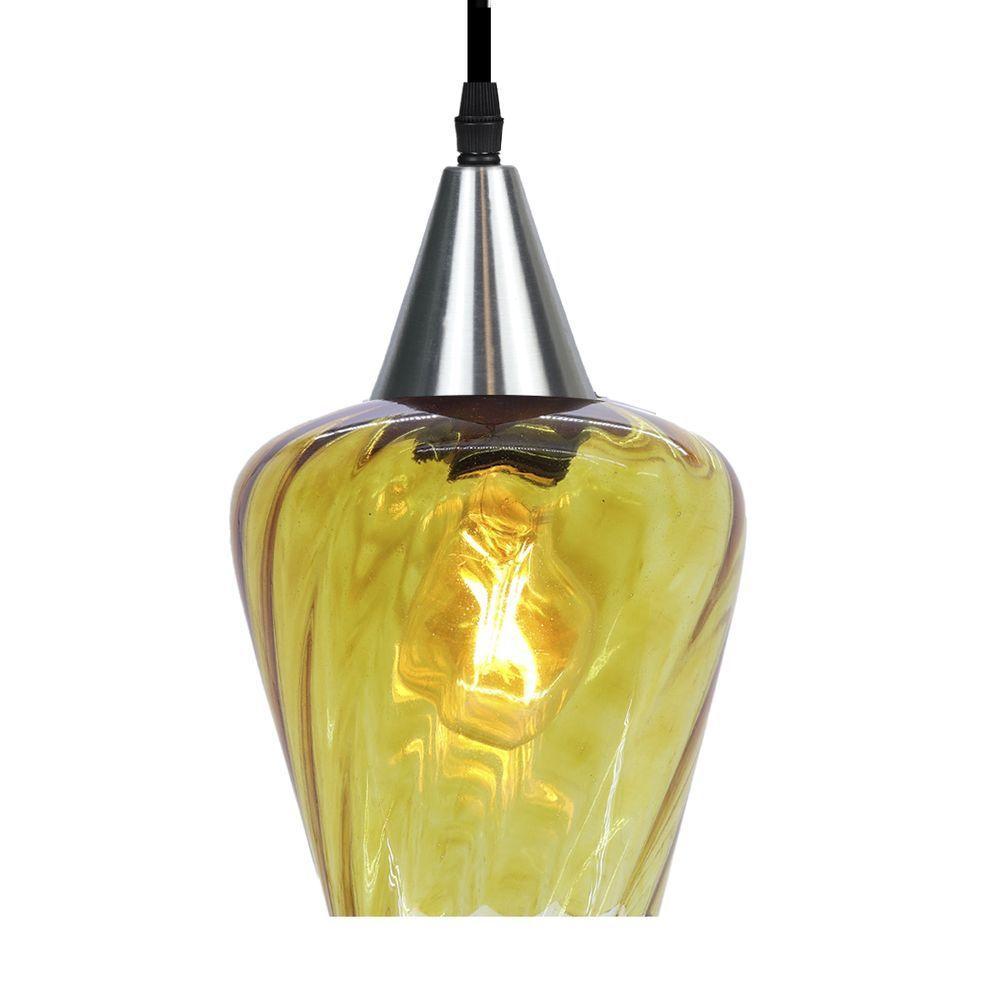 Lustre Pendente Taschibra Monalisa Conhaque E27 Bivolt Prata - 3