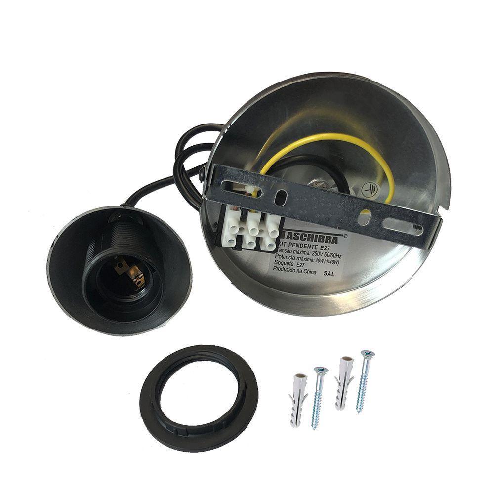 Lustre Pendente Taschibra Badih P Canelado E27 Transparente Bivolt Ouro - 9