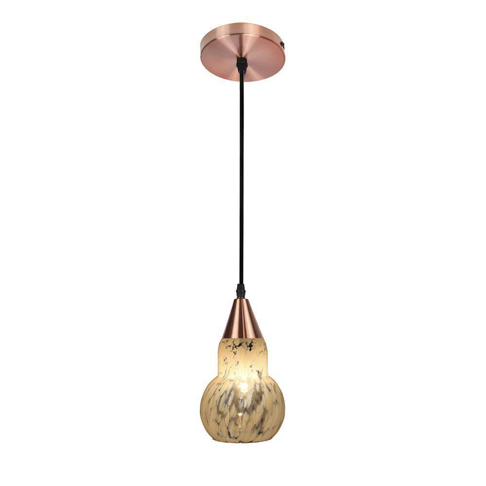 Lustre Pendente Taschibra Verona E27 Transparente Leitoso Bivolt Cobre - 2