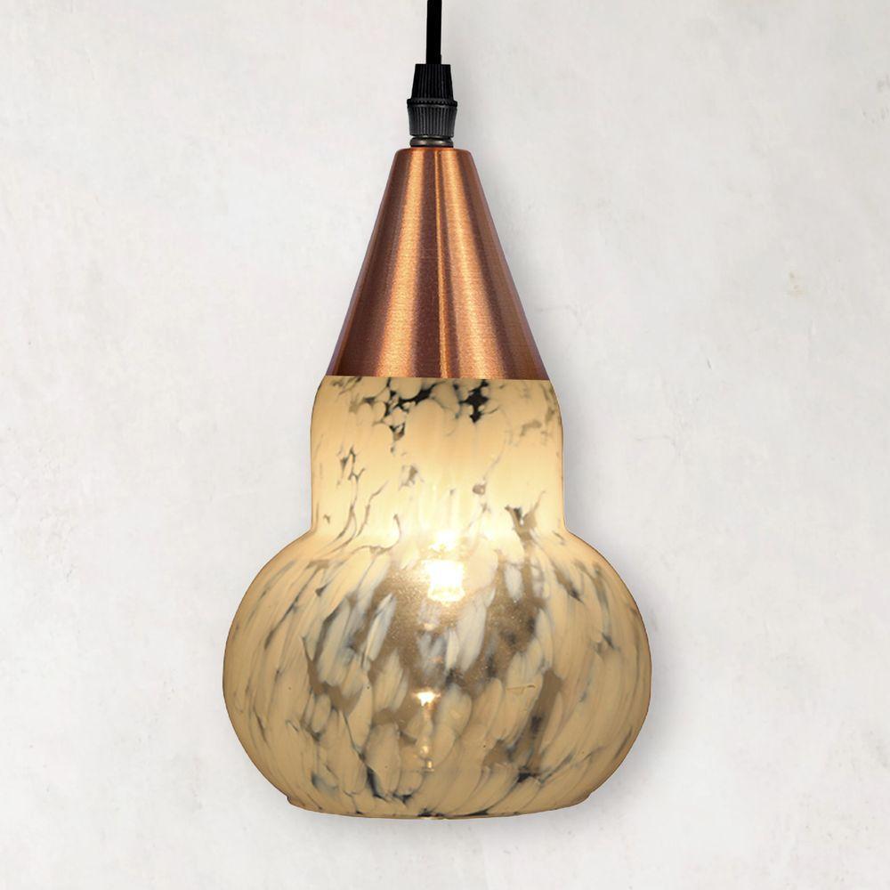 Lustre Pendente Taschibra Verona E27 Transparente Leitoso Bivolt Cobre - 3