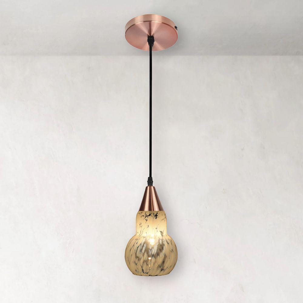 Lustre Pendente Taschibra Verona E27 Transparente Leitoso Bivolt Cobre - 6