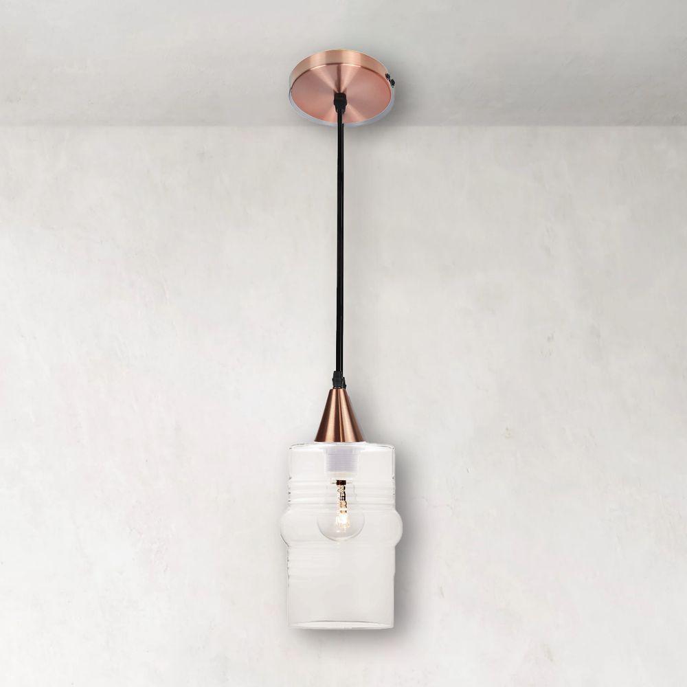 Lustre Pendente Taschibra Ali Liso E27 Transparente Bivolt Cobre - 2