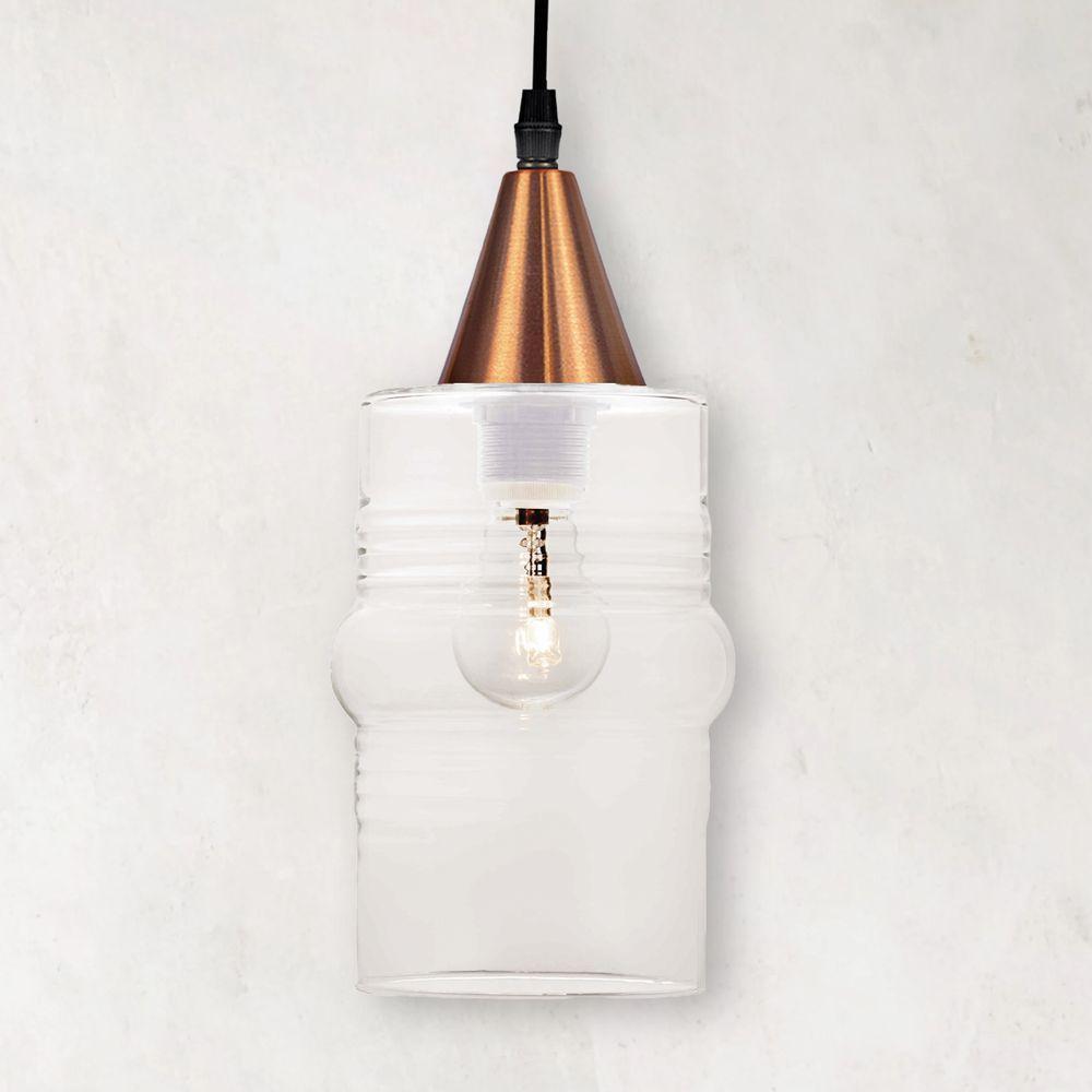 Lustre Pendente Taschibra Ali Liso E27 Transparente Bivolt Cobre - 3