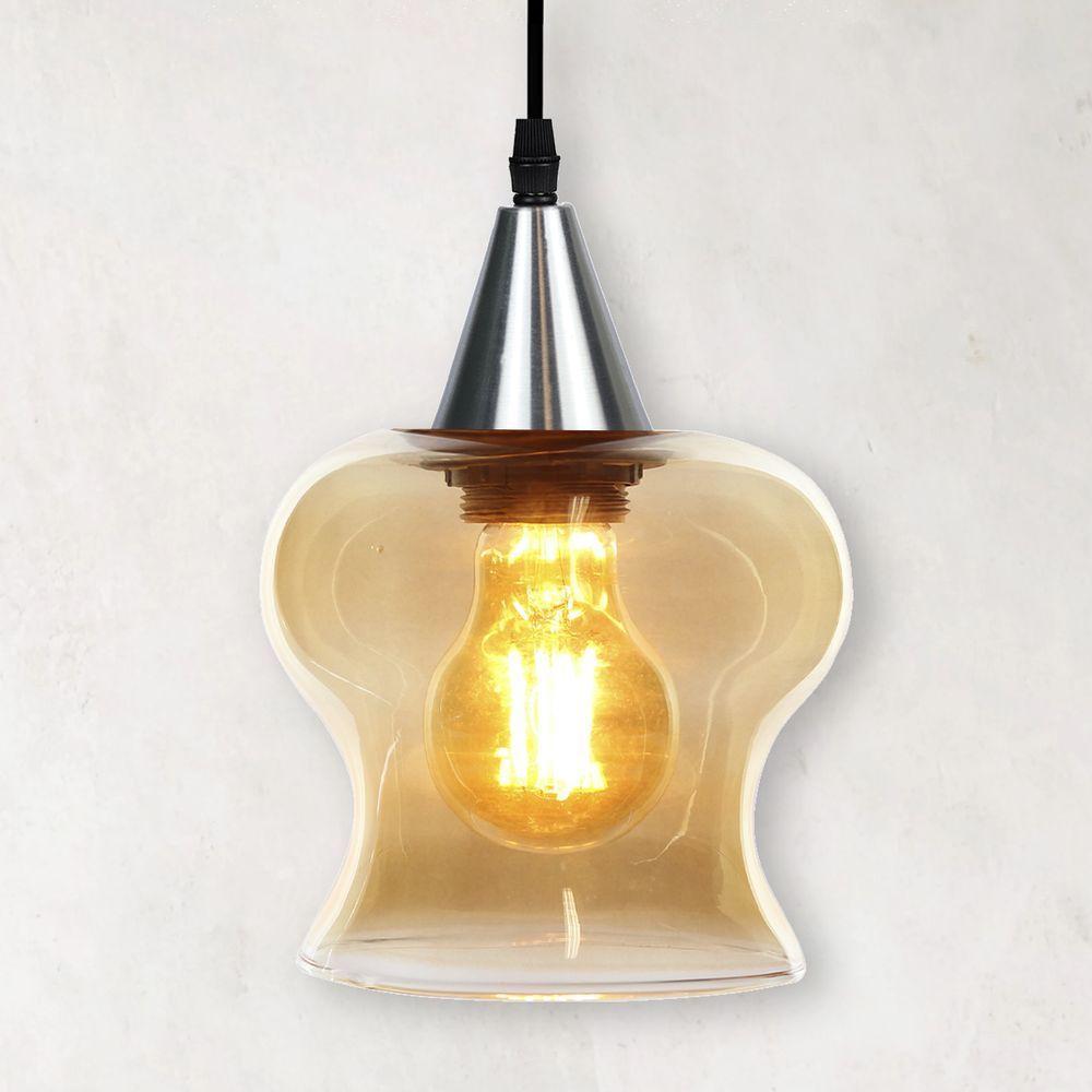 Lustre Pendente Taschibra Aisha Liso E27 Conhaque Bivolt Prata - 2