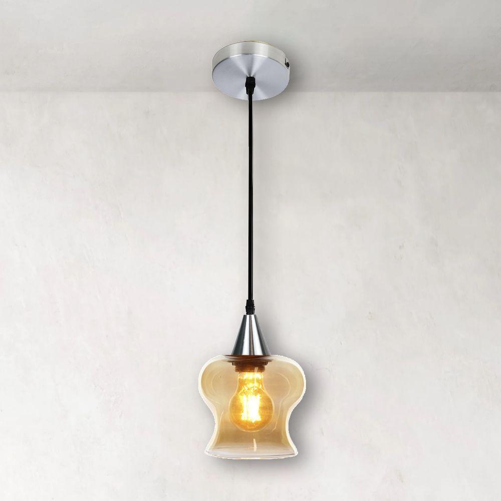 Lustre Pendente Taschibra Aisha Liso E27 Conhaque Bivolt Prata - 4