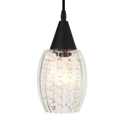 Lustre Pendente Taschibra Cristal Badih Pp Canelado E27 Transparente Bivolt Preto