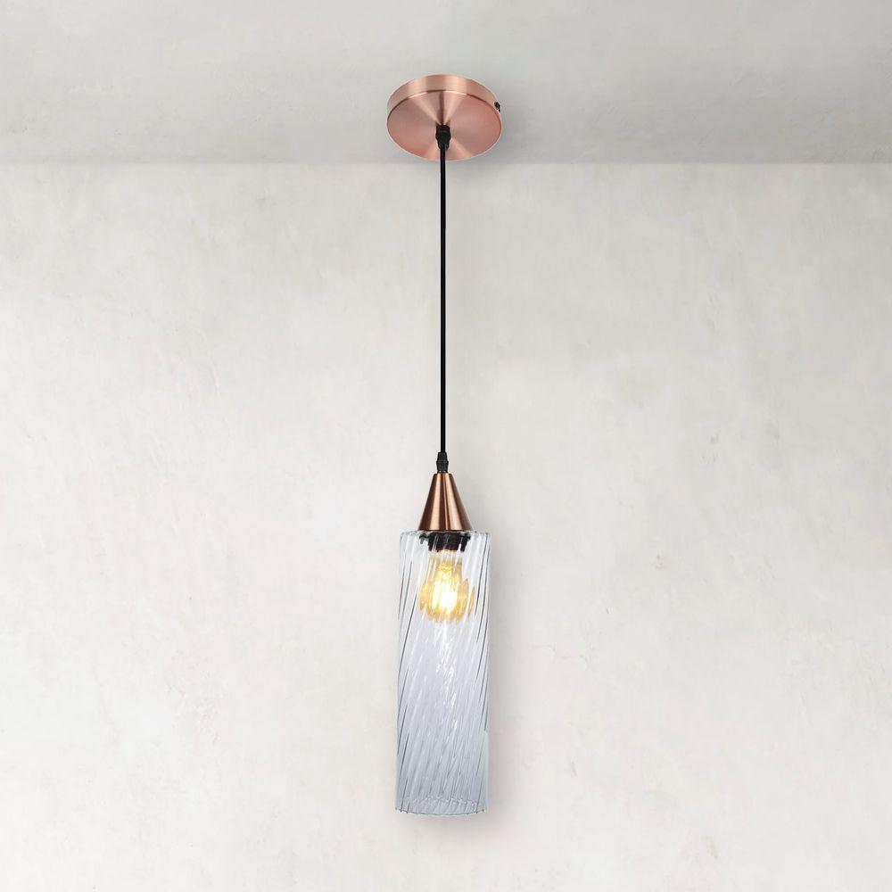 Lustre Pendente Taschibra Anne Rigato E27 Transparente Bivolt Cobre - 2