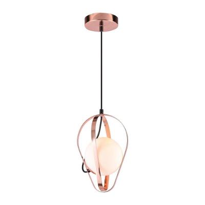 Lustre Pendente Orluce Globe Drop Opalino Rose Gold E27 Bivolt