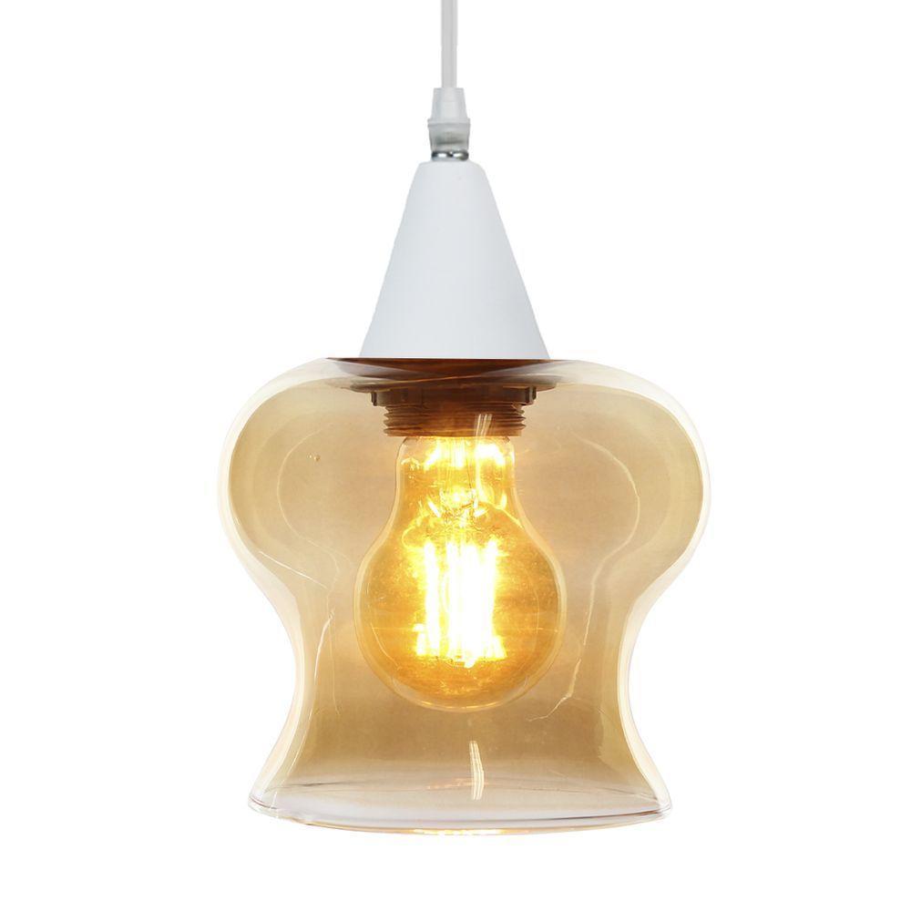 Lustre Pendente Taschibra Aisha Liso E27 Conhaque Bivolt Branco - 1