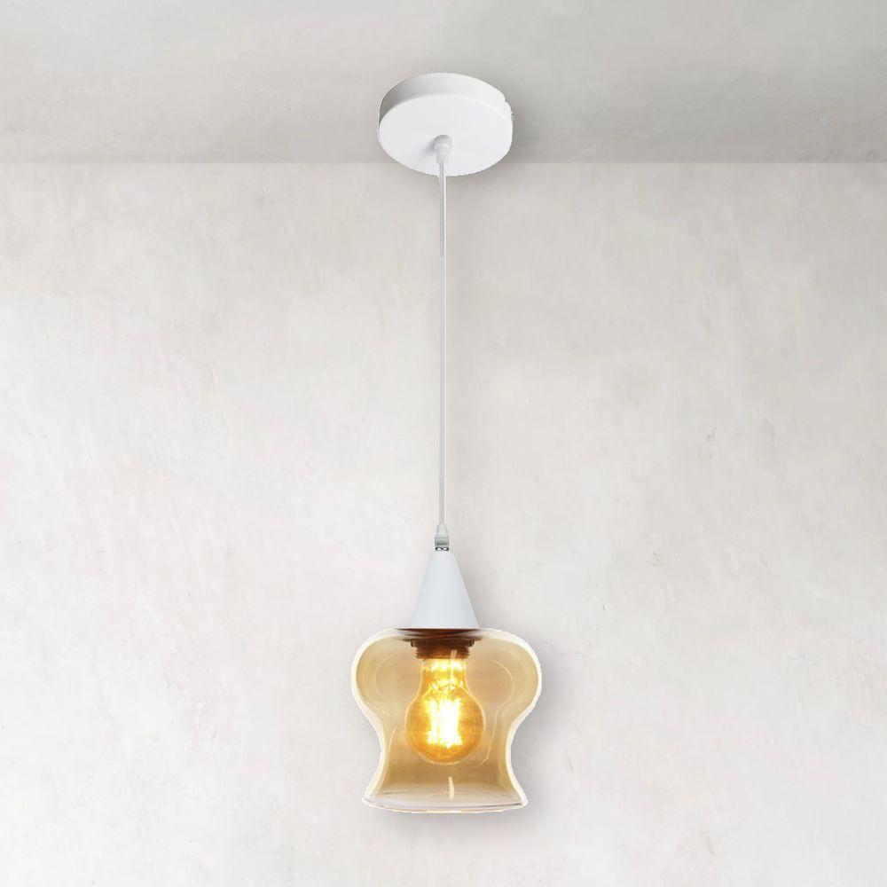 Lustre Pendente Taschibra Aisha Liso E27 Conhaque Bivolt Branco - 5