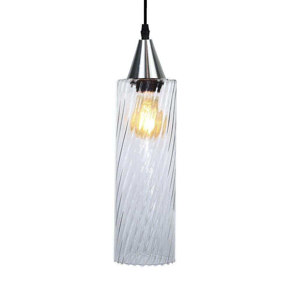 Lustre Pendente Taschibra Anne Rigato E27 Transparente Bivolt Prata - 1