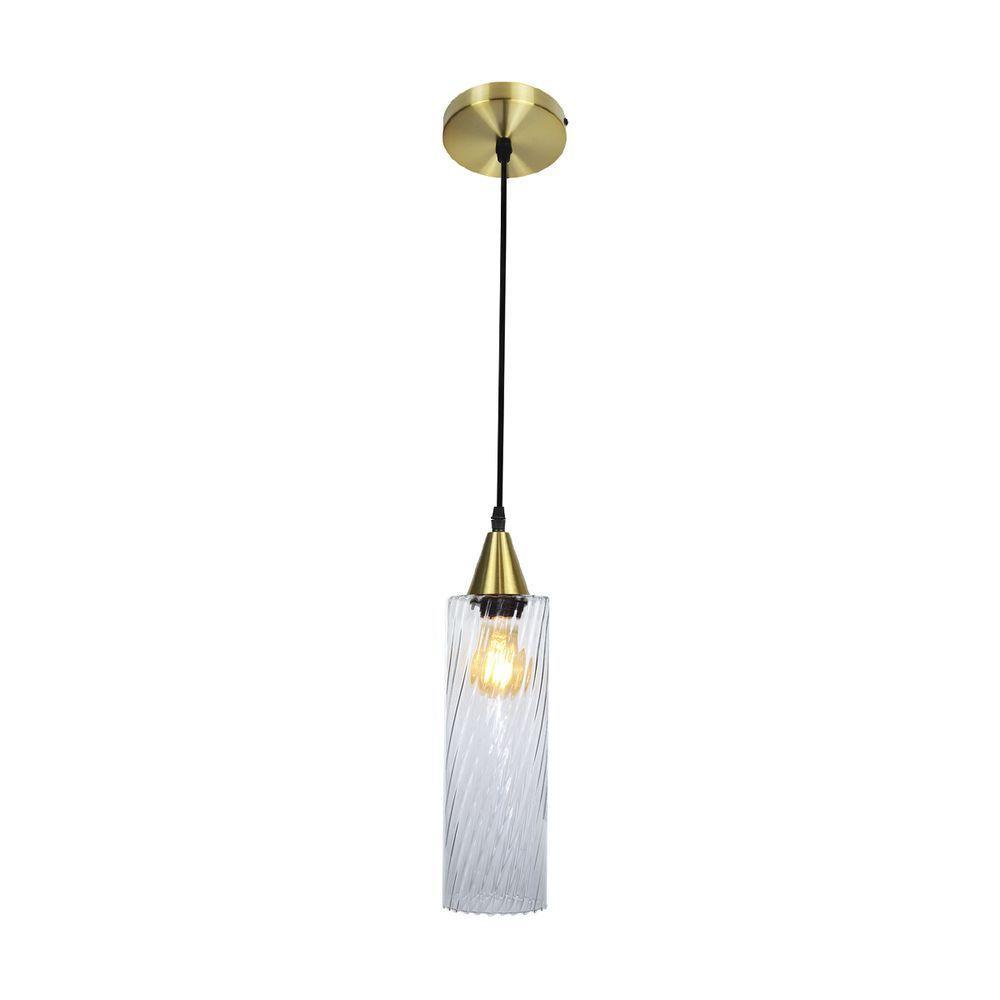 Lustre Pendente Taschibra Anne Rigato E27 Transparente Bivolt Ouro - 1