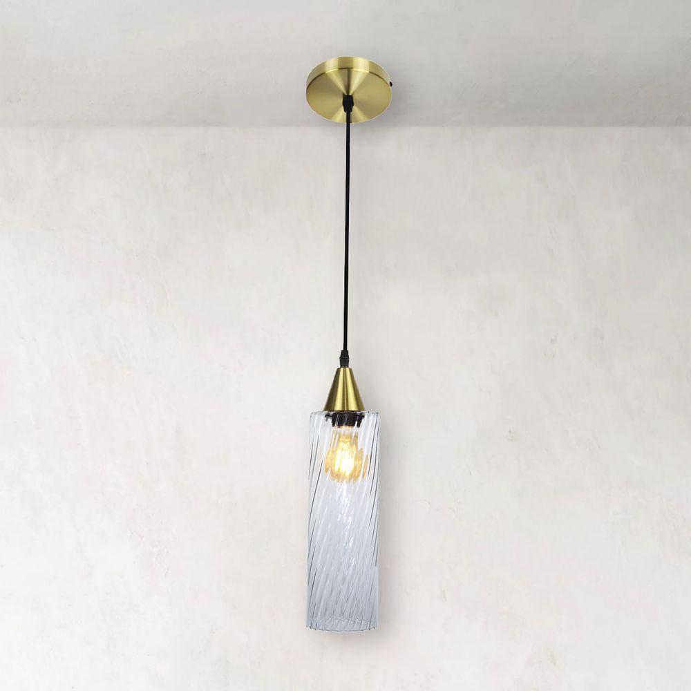 Lustre Pendente Taschibra Anne Rigato E27 Transparente Bivolt Ouro - 2