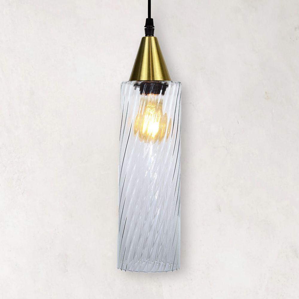 Lustre Pendente Taschibra Anne Rigato E27 Transparente Bivolt Ouro - 3