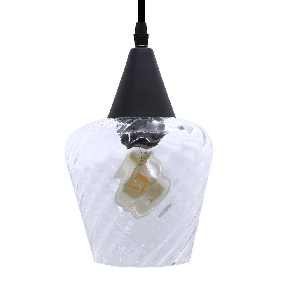 Lustre Pendente Taschibra Monalisa Transparente E27 Bivolt Preto - 1