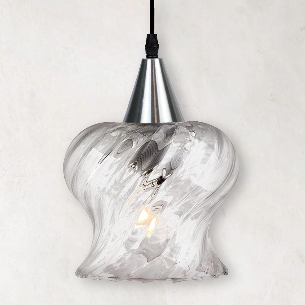 Lustre Pendente Taschibra Aisha Rigato E27 Transparente Bivolt Prata - 2