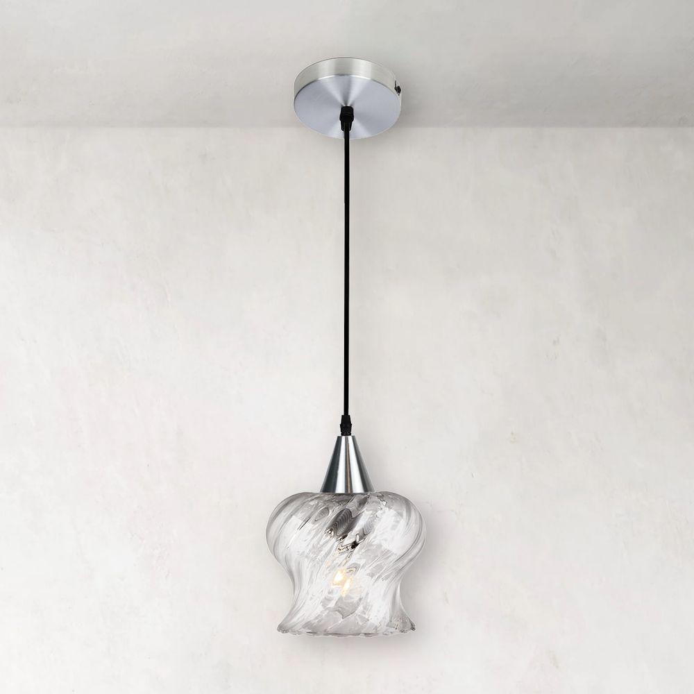 Lustre Pendente Taschibra Aisha Rigato E27 Transparente Bivolt Prata - 5