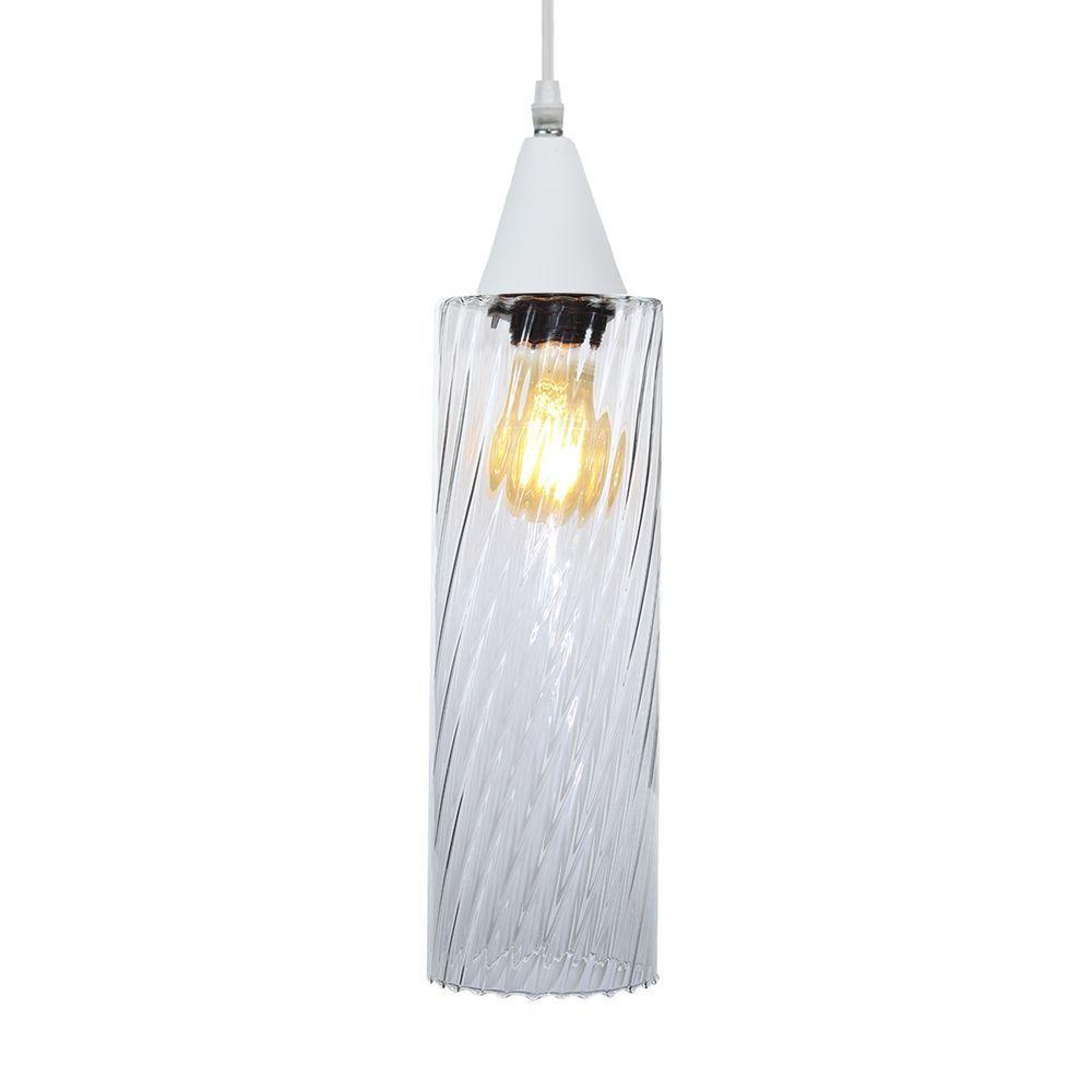Lustre Pendente Taschibra Anne Rigato E27 Transparente Bivolt Branco - 1