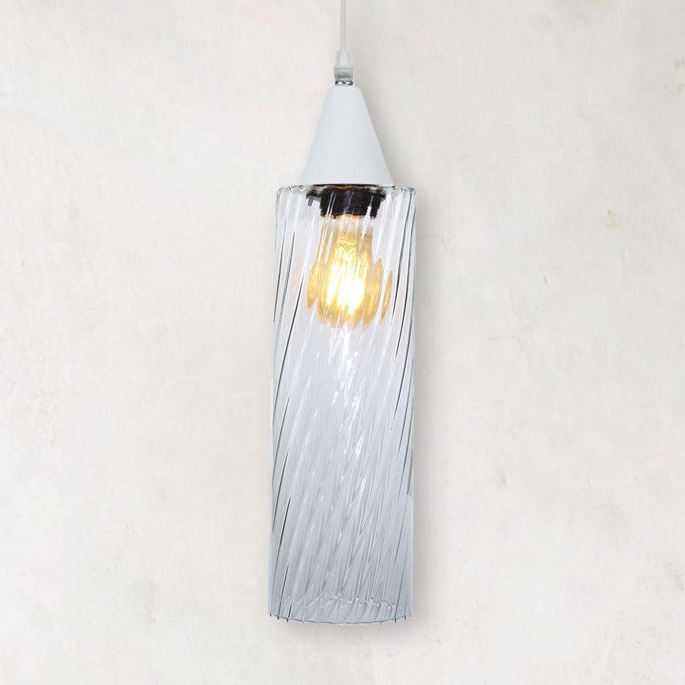 Lustre Pendente Taschibra Anne Rigato E27 Transparente Bivolt Branco - 2