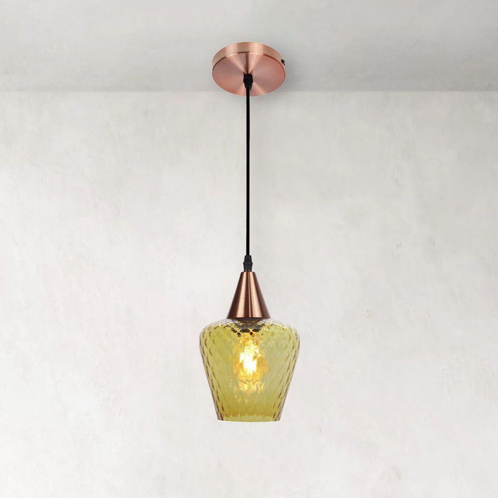 Lustre Pendente Taschibra Monalisa Boreal Conhaque E27 Bivolt Cobre - 1