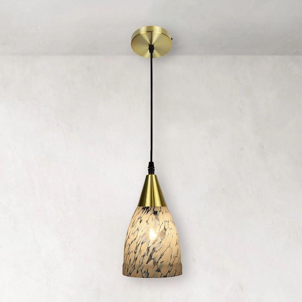 Lustre Pendente Taschibra Vicenza E27 Transparente Leitoso Bivolt Ouro - 3