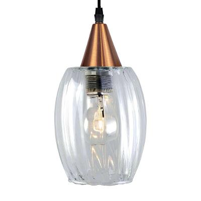 Lustre Pendente Taschibra Badih Pp Canelado E27 Transparente Bivolt Cobre