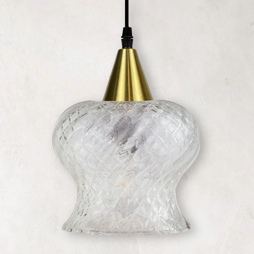Lustre Pendente Taschibra Aisha Boreal E27 Transparente Bivolt Ouro - 3