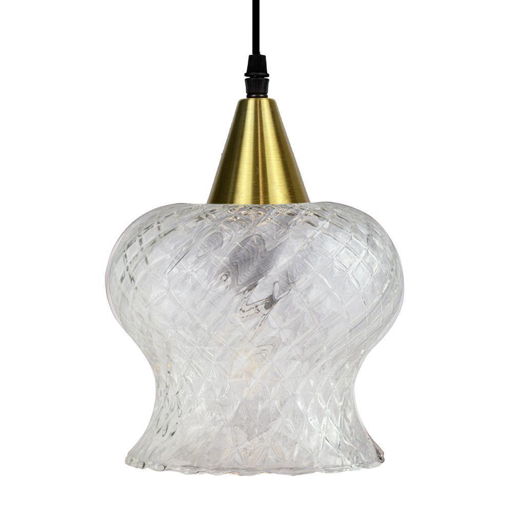 Lustre Pendente Taschibra Aisha Boreal E27 Transparente Bivolt Ouro - 5