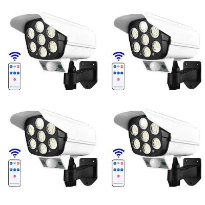 Luminaria Solar Camera Falsa Sensor Movimento Controle Kit 4
