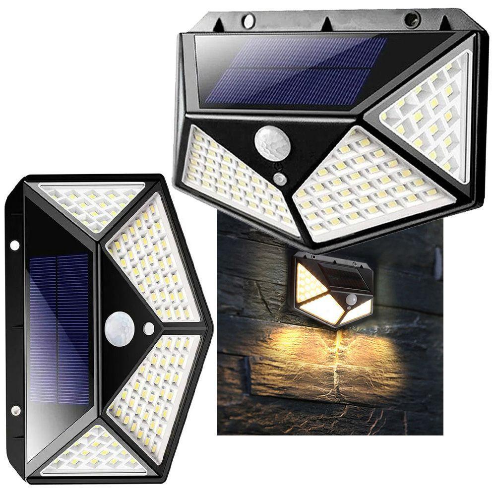 Luminaria Solar Sensor Presença Detecta Movimento 100 Leds - 2